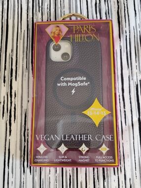 Paris Hilton Vegan Leather MagSafe-Compatible iPhone Case Fits iphone 13, 14, 15